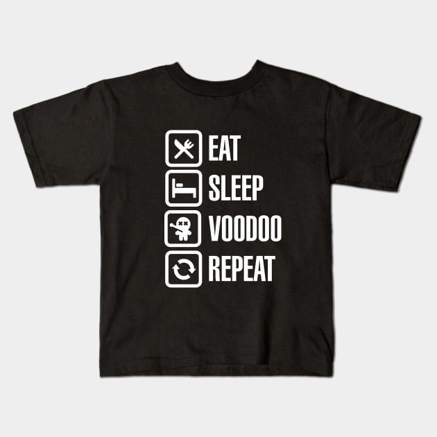 Eat sleep voodoo repeat black magic voodoo doll (white) Kids T-Shirt by LaundryFactory